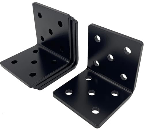 4Pcs 3.5 inches Heavy Duty L Right Angle Steel Brackets, 90-Degree Workbench countertop Support Fireplace Mantel Brackets,l Shaped Black Shelf Corner Brace Brackets for Shelves,Thickness 1/4(6mm)