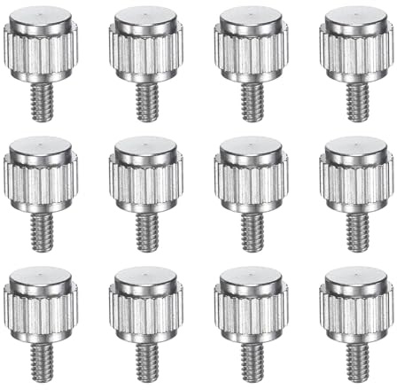 sourcing map Rändelschrauben, M2 x 4 mm, Edelstahl, Verriegelungsschrauben, runder Flachkopf, Knaufschrauben für Schieblehre, Messwerkzeug, Zubehör, Silber, 12 Stück