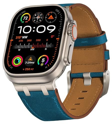 VeveXiao Bracelet en cuir compatible avec Apple Watch Ultra 2 de 49 mm, 46 mm, 45 mm, 44 mm, bracelet de montre robuste vintage en cuir véritable extra 26 mm de large pour iWatch Series 10, 9, 8, SE 7