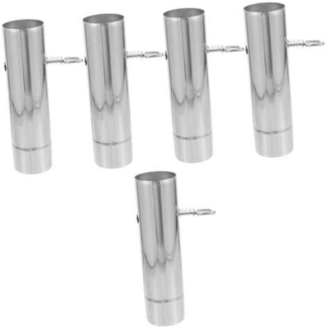 Milisten 5 Pièces Tube de poêle avec registre évents Tuyau d'évacuation de la sécheuse Tuyau de cheminée réglable Tuyau d'échappement de Camping Conduit de fumée en métal Flexible Silver
