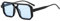 qinqilanqi-S Vintage Square Double Bridge Sonnenbrille Männer Frauen 70er Jahre flach Sonnenbrille Retro Pilotbrille (Schwarz/Blau)