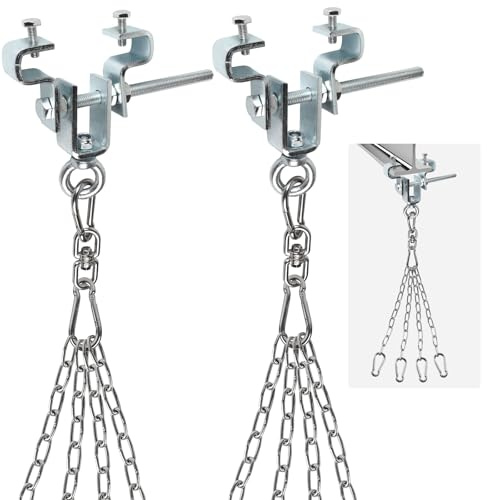 SUPAWAY 2 Stück I-Beam Aufhänger, Boxsack Halterung Balken, Heavy Bag Mount Boxing Punching Bag Hanger, Stahlträgerklemme mit 4-Strängige Edelstahl Boxsack Aufhängung Kette zum Aufhängen von Boxsäcken