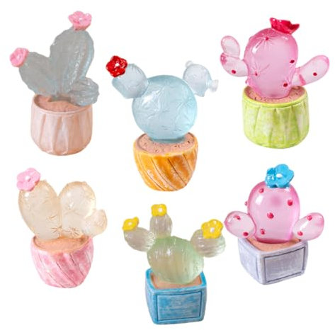 JOINPAYA 6 Stück Mikrolandschaftskaktus kunstpflanze kunstplflanze autodeko küchendekoartikel raumdeko Sukkulenten Anlage Dekoration basteln Kunstharz-Kaktus-Handwerk Kaktusfiguren aus Harz