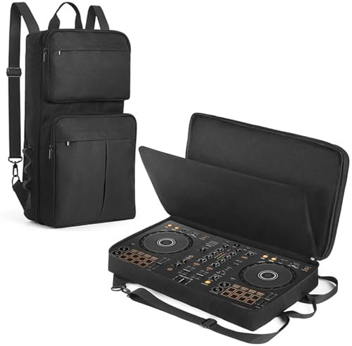 OURHZTB Backpack Carrying Case Compatible with Pioneer DJ Controller DDJ-400, DDJ-FLX4, DDJ-200, DDJ-SB3, Soft Travel Storage Bag for Roland DJ-202 DJ Controller, Protective Case with Multi-Pockets