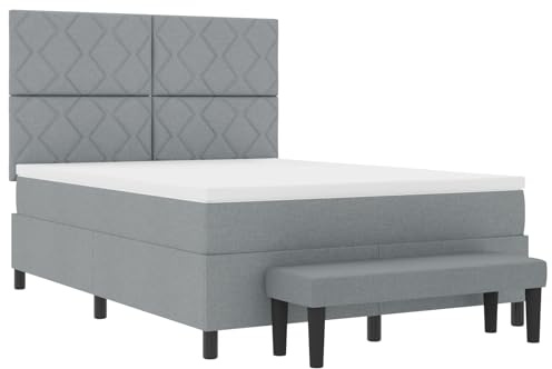 vidaXL Boxspringbett mit Matratze Hellgrau 160 x 200 cm Stoff, Schlafzimmer Komfortstück, modernes rechteckiges Bett, langlebige Schaumstoffmatratze, stilvolles Highlight zum Entspannen
