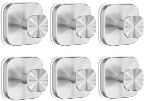 unbholkk 6 StüCk Saugnapf Haken, Saughaken Extra Stark, Handtuchhalter Ohne Bohren, Wiederverwendbar Edelstahl Wandhaken, Geeignet FüR Badezimmer Glas, KüChe, Schlafzimmer (Silber)