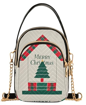 Nexawaveo Kleine Crossbody-Tasche für Damen, gesteppt, Handtaschen, Schultertasche, Handy, Geldbörse, Kettentasche, Minimal Tree Beige