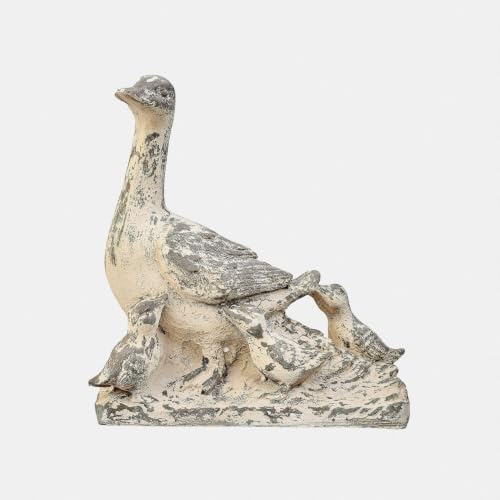 Loberon Deko-Figur Méravon, antikcreme/grau | Detailreich Gestaltet - Antik-Finish - Tierfigur - Gartendekoration - Gartenzubehör - Outdoor - Kunststein