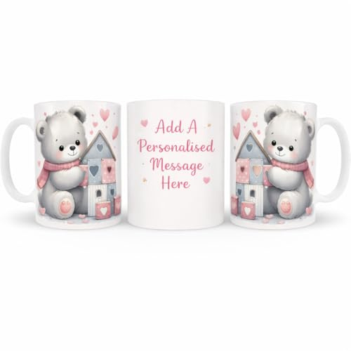 Cute Teddy Bear Mug, 11oz, Themed Gift for Girlfriend, Wife, or Partner, Birthday Present (Design 7)