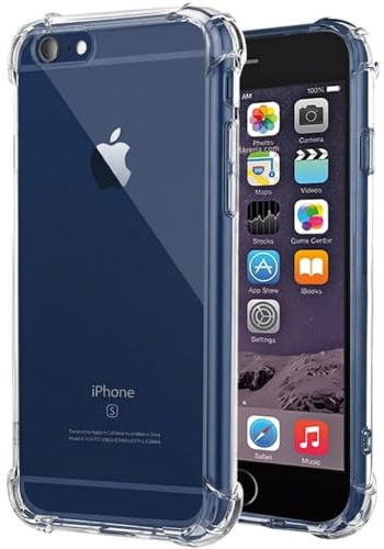 315 Supplies 2 Pack Clear Silicone Case for iPhone Crystal Clear TPU Gel Phone Cover – Slim Anti-Yellowing Shockproof Transparent Protective Case Compatible with iPhone 6 6s (iPhone 6/6Ss)