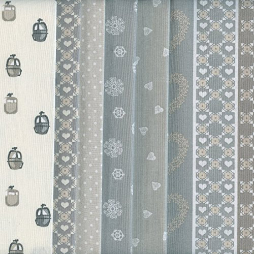 Textiles français Stoffpak - Stoffpaket (Alpen - Natur) | 6 Stoffe | 100% Baumwolle | 35 x 50 cm