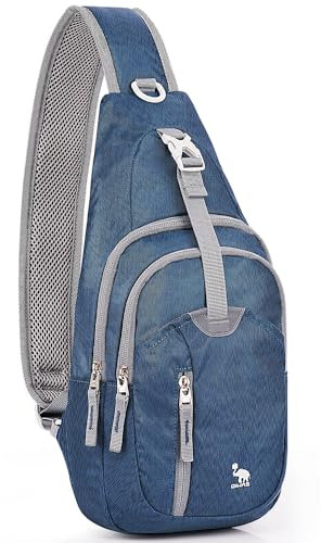 OiWAS Kleiner Sling Rucksack, leicht, ein Gurt, Tasche, Wandern, Crossbody, Brusttasche, Schultertasche, Tagesrucksack für Männer und Frauen, blau, 7.9 inch, Wandern