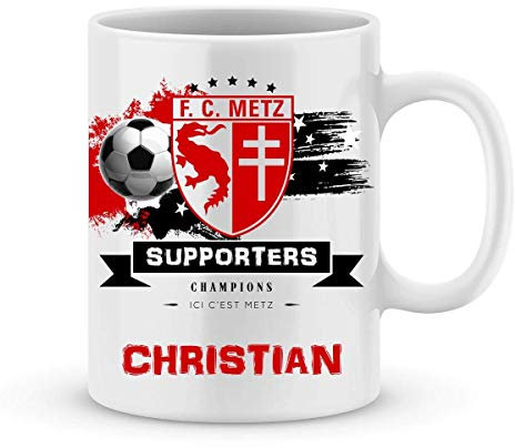 Mug de foot FC METZ à personnaliser avec prénom - Cadeau personnalisé foot METZ