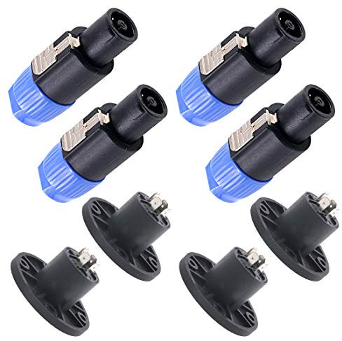 Swpeet Lot de 8 prises de haut-parleur audio à 4 pôles - Verrouillage rotatif - Compatible avec jack Twist Lock - 4 pôles ronds - Parfait pour Neutrik Speakon NL4FC, NL4FX, NLT4X, NL2FC, NA4LJ,