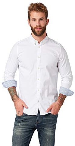 TOM TAILOR 1008320 Camisa Slim Fit de Algodón para Hombre, Blanco (20000 - White), 3XL