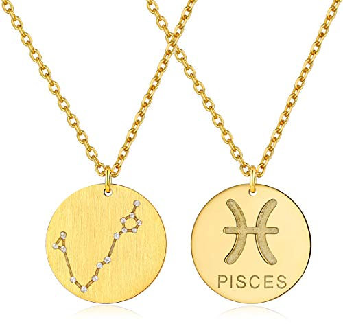 ChicSilver damen Fische ketete 925 silber/gold Sternzeichen Anhänger mit Zirkonia Tierszeichen Anhänger frauen