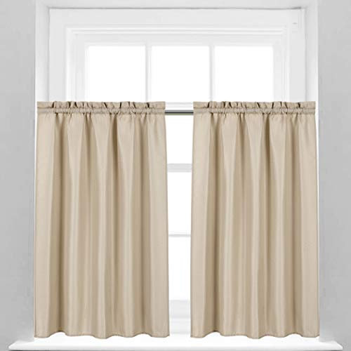 Valea Home Waffelgewebte strukturierte Badezimmer-Fenstervorhänge, wasserabweisend, kurze Vorhänge, Fensterabdeckung, halbe Fenstervorhänge, Küchen-Ebenen, 114,3 cm Länge, Taupe, 2 Stück