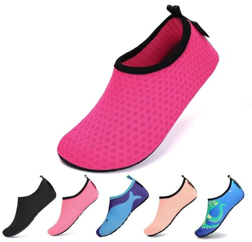 SAGUARO Kinder Badeschuhe Schnelltrocknende Wasserschuhe rutschfest Schwimmschuhe für Wassersport, 32/33 EU, 071 Rosen Rot