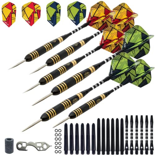 Evaduol Dartpfeile Metallspitze Steeldarts Dart - 22g Dartpfeile Profi | Dartpfeile Steel kommt mit vielen Dartzubehör |6er Pack Darts Set| (22) (22.00) (20.00)