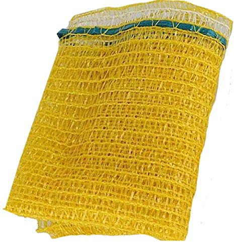 VRYSAC Lot de 100 sacs en filet réutilisables de qualité professionnelle pour fruits en maille Raschel Jaune 32 x 44 cm Pour 5 kg pommes de terre, citrons, oignons, oranges