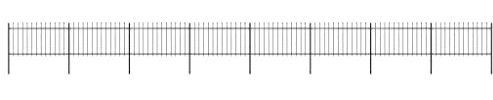 vidaXL Garden Fence Spear 13.6x1m Outdoor Panel Barrier Border Decorative Landscape Privacy Edges Black Steel Rust-Resistant Metal