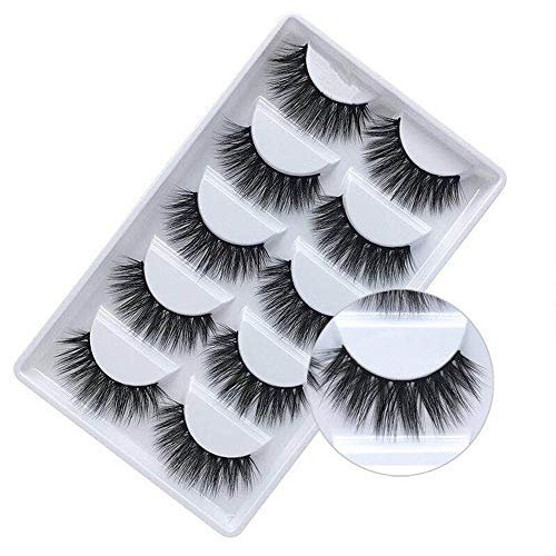 False Eyelashes, 5 Pairs 3D Natural Fluffy Fake Lashes, Hand-made Dramatic Thick Crossed Cluster Fake Eye Lashes,Reusable Soft Long Lashes Pack for Makeup