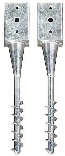 vidaXL 2X Erdspieß Bodenanker Bodenhülse Einschlagbodenhülse Einschlaghülse Erdanker Pfostenträger Silbern 9x9x56cm Verzinkter Stahl