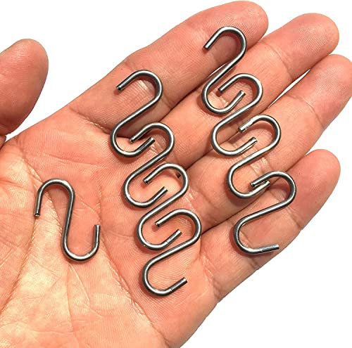 200Pcs Stainless Steel 1 Inch S Hook Connectors Mini S-Shaped Hangers Ornament for Jewelry Key Ring Chain Hardware Pet Name Tag Wood Circles Fishing Lure and Assembly DIY Crafts Net Equipment (200)