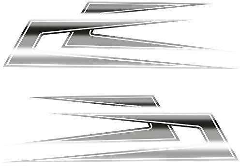 2er Set Zacken Design LKW Aufkleber Dekor Ornamente Sticker Dach Sticker Selbstklebend Waschanlagenfest (KX023) (Chrom Silber)