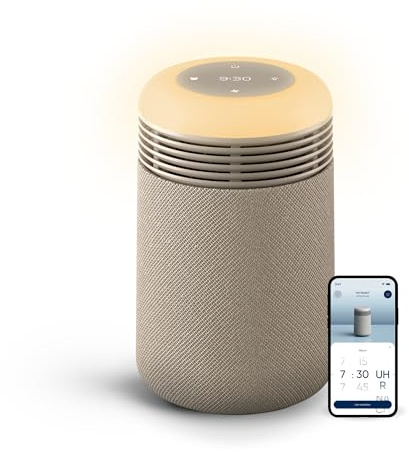 Blueair Purifier for Bedroom - Mini Restful - Sunrise Clock with HEPASilent Filtration and Wake Up Light - Cleans Air and Supports Circadian Rhythm - USB-C and App Connectivity
