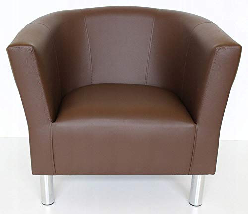 MartHome Club Trio Sessel, gepolsterter Sessel, Hocker, Hocker, Cocktail-Sessel, Kunstleder-Sessel Wohnzimmer, Büro, Schlafzimmer, Wartezimmer (braun)
