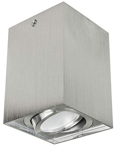Maclean MCE426 C/M Deckenaufbauleuchte mit GU10 Fassung für LED & Halogen Leuchtmittel bis 40W Aufputz Schwenkbar Aluminium (Matt/Chrom, 1 Stück - Eckig)