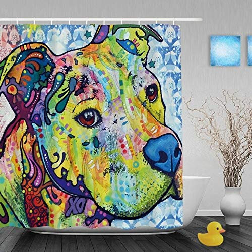 AIDEMEI Pet Pitbull Hund Duschvorhänge Bunte Kunst Tier Badezimmer Duschvorhänge Sammlung Für Badezimmer 180X180Cm