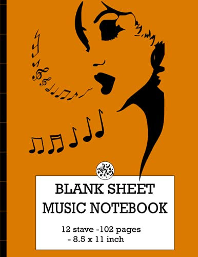 Blank Sheet Music Notebook: Music Manuscript Paper / White Marble Blank Sheet Music / Notebook for Musicians / Composition Book: * Large * 12 Stave * 102 pages *