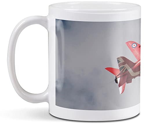 1 x 11oz (284ml) White Ceramic Mug Cup - Red Arrows Plane RAF Design for Coffee Tea Drinks Kitchen Birthday Office Fun #14551