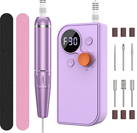 Nail Cutter for Gel Nails Nail Cutter Electric Nail File Electric Cutter Nails Milling Machine Frezarka do Paznokci Nail Machine Professional 30000 RPM (Purple)