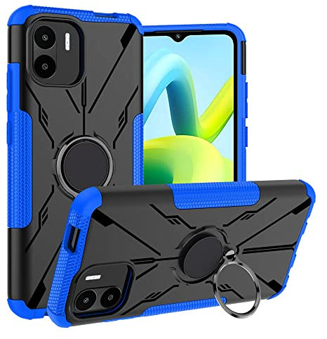 LiuShan Coque pour Xiaomi Redmi A1,Antichoc Housse Protection Etui ave Anneau Rotation de 360 °Degres TPU Bumper Armor Protection Case pour Xiaomi Redmi A1 Smartphone,Bleu
