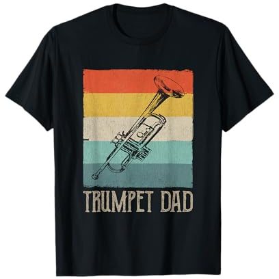 Retro Trompete Vater Silhouette Outfit Trompeter Papa T-Shirt