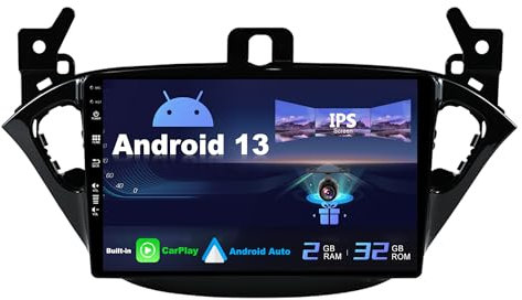 SXAUTO Android 13 IPS Autoradio Passt für Opel Corsa (2015-2019) / Adam (2013-2016) - Eingebaut Carplay/Android Auto - Rückfahrkamera KOSTENLOS - 2G+32G - Lenkradsteuerung DAB Fast-Boot 2 Din 9 Zoll