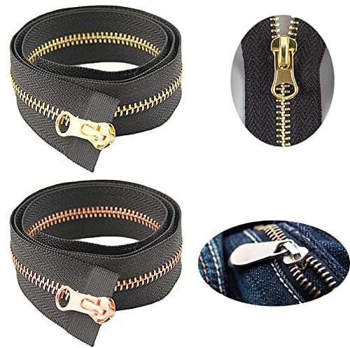 YUNYAN 2 Stück 80 cm Zipper Reparatur Nylon Reißverschluss für Taschen Kleidung Bettwäsche Hellgold Roségold