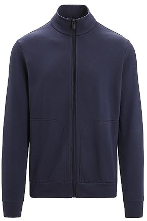 Icebreaker Langärmeliges Sweatshirt mit Reißverschluss Central Classic Herren - Midlayer Merinowolle Oberteil, Zip up Sweatshirt, Laufshirt - Midnight Navy, M