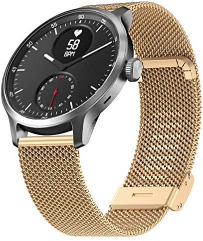 Hiseus Metall Armband Kompatibel mit Withings ScanWatch 42mm, Edelstahl Verstellbarer Ersatzarmband Kompatibel mit Withings Steel HR 40mm/Steel HR Sport Armband (Gold)