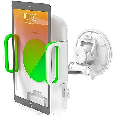 N NEWTOP Supporto Bianco Ventosa T-A da Auto Macchina Camper Camion Caravan Universale Tablet 7 a 12 Pollici Vetro Cruscotto Schermo Porta Reggi Regolabile Robusto Ruotabile 360°