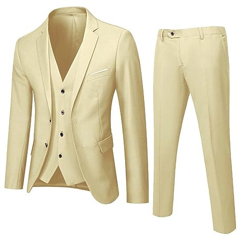 Anzug Herren Regular Fit Herren 3 Teilig Anzug 2-Knopf Slim Fit Anzüge Einreiher Sakko Weste Hose für Business Hochzeit Suits Regular Men's Sommeranzug Komplett Set Slim Fit Leicht Sakko Zara