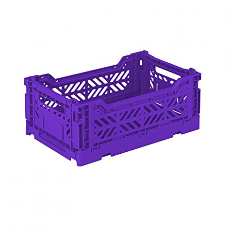 Ay-Kasa Klappkiste, stabile Faltkiste aus Kunststoff, stapelbar, Violet, Mini (27x17x11cm)