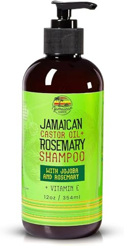 Rosmarin-Shampoo für Haarwachstum - 12 oz / 340 ml - Feuchtigkeitsspendendes, stärkendes Shampoo, das Nahrung und Feuchtigkeit für das Haar mit Rizinusöl und Jojobaöl fördert, von Jamaican Amber