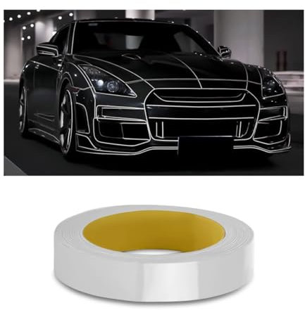 0.4''×197''Car Reflective Strips Stickers for Body Rim,Funny DIY Warning Safety Decoration Strip Decals,Self-Adhesive Night Visibility Reflective Pinstripe Tape for Most Cars,Motorcycle,Bike (Silver)