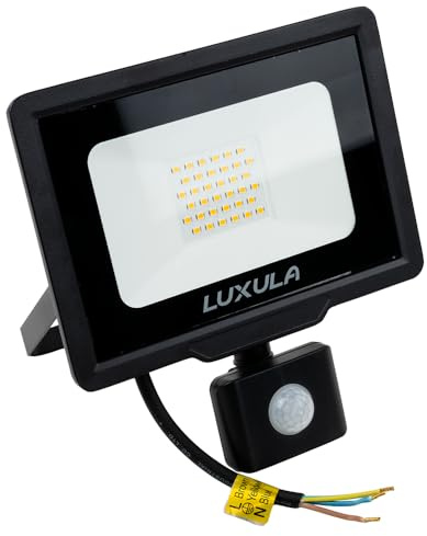 LUXULA LED Strahler Bewegungsmelder außen 30W 3000lm, 3000K Warmweiß | wasserdicht, Fluter, Außenstrahler für Garten, Garage und Werkstatt, Wandleuchte, LED Flutlicht, schwarz