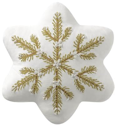 Weihnachten Schneeflocke Kissen, Weihnachtskissen aus Plüsch Schneeflocke Werfen Kissen Weihnachtsdekoration Weiß Dekorative Kissen Plüsch Niedliche Kissen für Couch Sofa Bett Wohnzimmer Dekoration