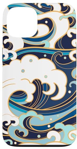 iPhone 13 Japanese Art Ocean Getaway Wave Surfing Blue Geometric Ocean Case